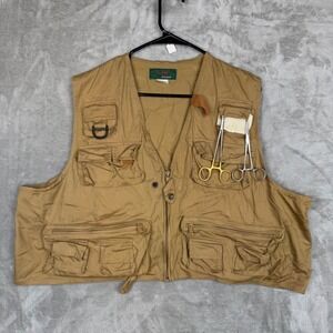 Texsport Riverwear Mens XXL Tan Cotton Multi Pocket Fishing Utility Vest